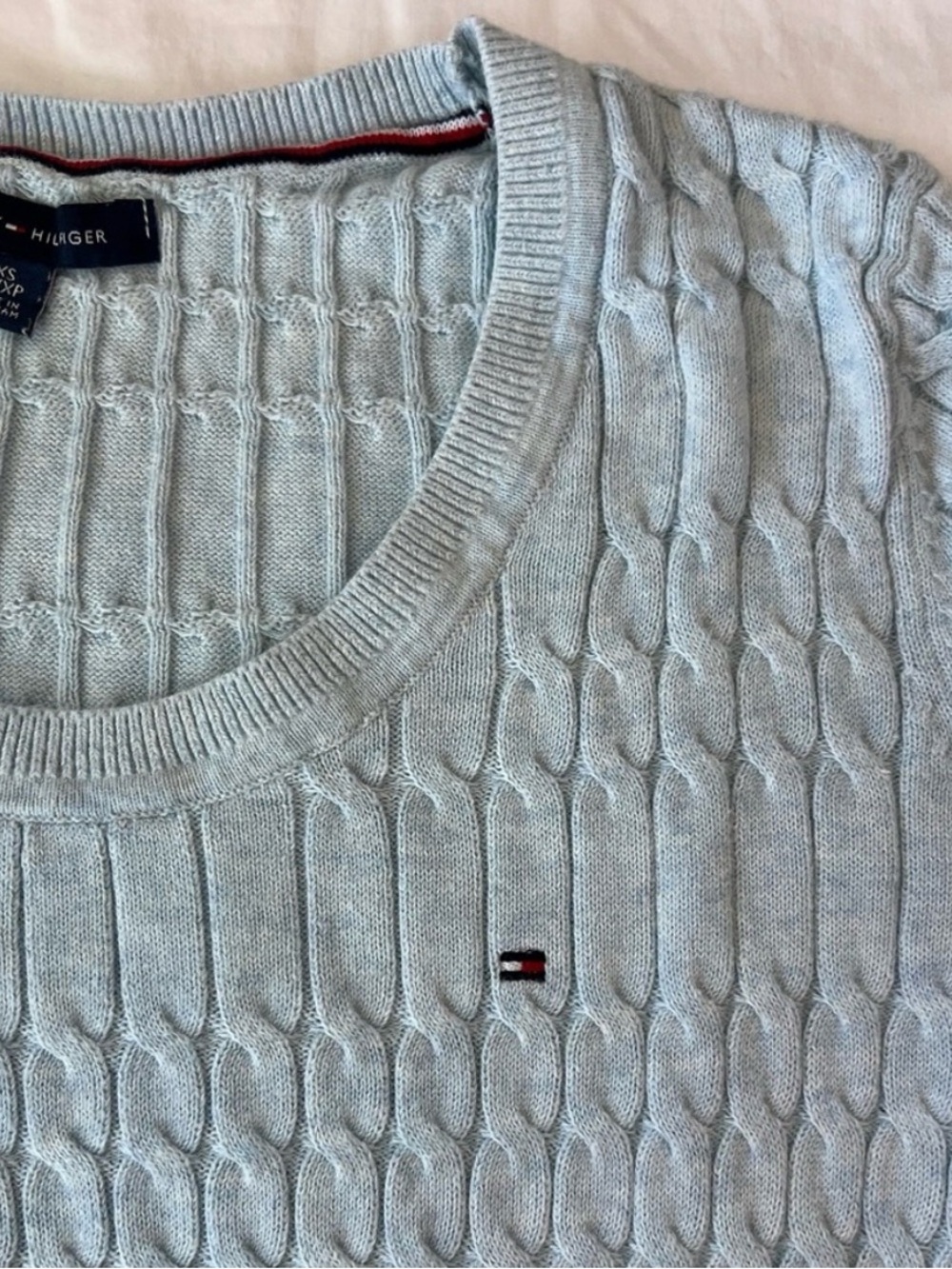 Tommy Hilfiger Blue Cable Knit Sweater XS Old Money Preppy - Picture 7 of 7